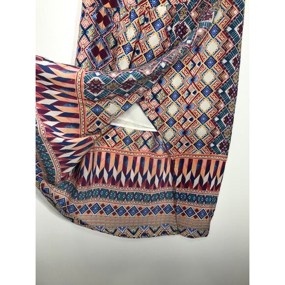Anthropologie 100% Silk HD in Paris Geometric Printed Midi Skirt 10 Slit Boho - Picture 5 of 11